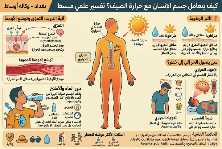 كيف يتعامل جسم الإنسان مع حرارة الصيف؟ تفسير علمي مبسّط